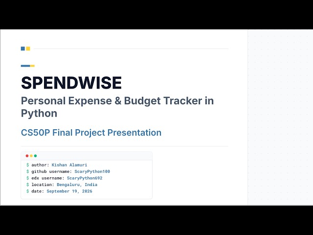 SpendWise: Personal Expense & Budget Tracker | CS50P Final Project
