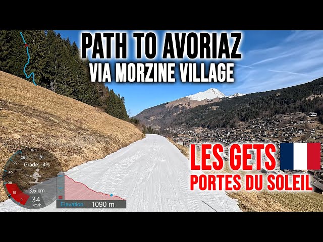 [4K] Skiing Les Gets, Path to Avoriaz via Morzine Village, Portes du Soleil France, GoPro HERO13