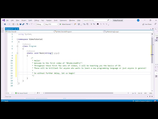 C# Tutorial : Lesson 1