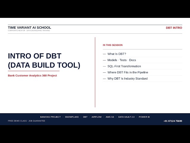 DBT (Data Build Tool) Introduction Explained | Data Engineering Course #dataengineering