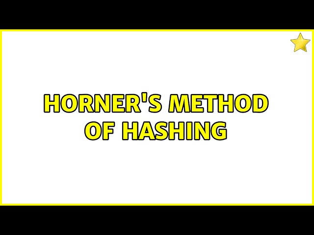 horner's method of hashing