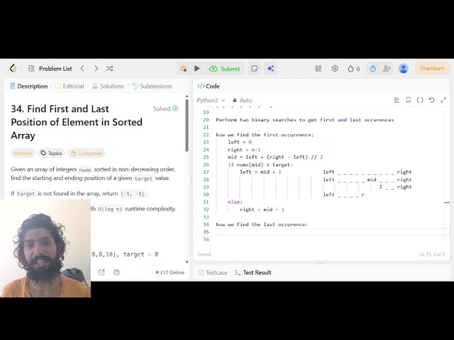 LeetCode 34 Explained | Find First and Last Position Using Binary Search | Python