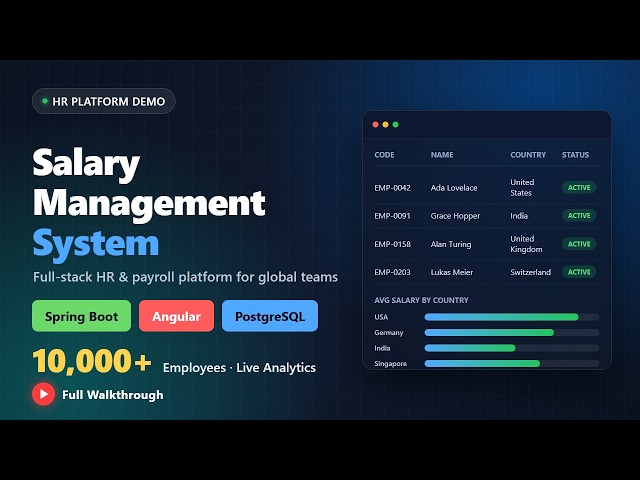 Employee Salary Management App | Java Spring Boot, Angular, PostgreSQL Demo