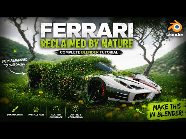 Create a Growing Plants Effect on Any Object | Blender Tutorial | #stepbystep #blender #ferrari #3d