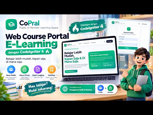 Bikin Website E-Learning Sendiri! Aplikasi Course Publik & Privat (CodeIgniter 4) 2026