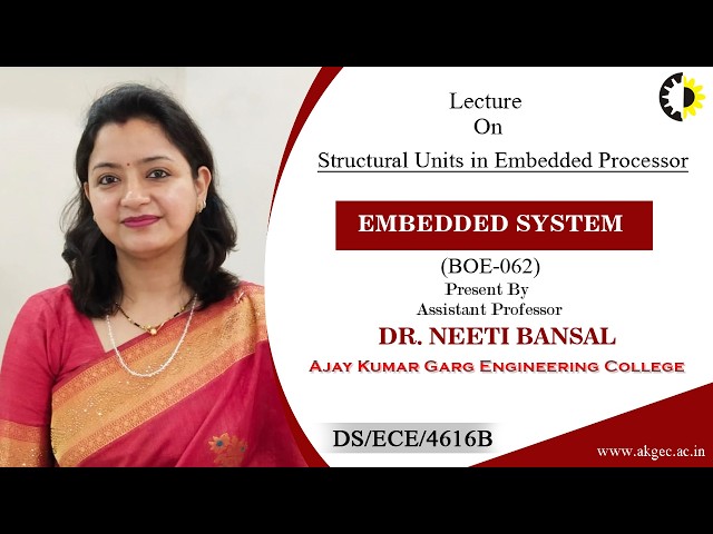 STRUCTURAL UNITS IN EMBEDDED PROCESSOR | EMBEDDED SYSTEM | LECTURE 01 BY DR. NEETI BANSAL | AKGEC