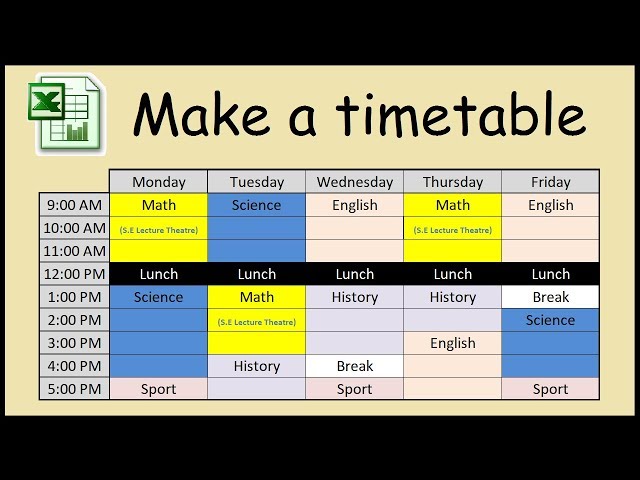 How to make a timetable in Excel