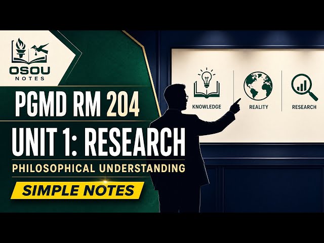 PGMD RM 204 Unit 1 Explained in Easy Language | Philosophical Understanding of Research | OSOU