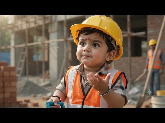 Baby Construction Worker 😂“Chhota Packet Bada Contractor! 👷😂”