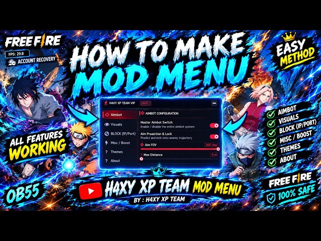 HOW TO MAKE MOD MENU OB55  | FREE FIRE MOD MENU  | H4XY XP TEAM 